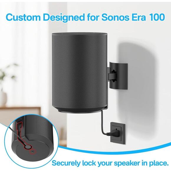 Metal Speaker Wall Mount for Sonos Era 100 Ceiling Mount or Tilt and Swivel - Picture 2 of 5
